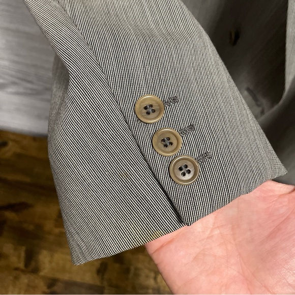 Mens Gian Giacomo Soleri Wool Blazer Size 46 LG Gray Double Breasted Peak Lapel - Picture 9 of 14
